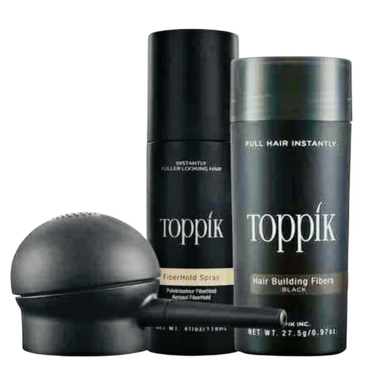 KIT: Fibras capilares de queratina + Fijador + Aplicador Toppik